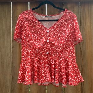 SHEIN Floral Peplum Blouse